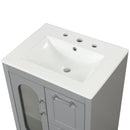 24' Bathroom Vanity with Sink, Bathroom Vanity Cabinet with Two Drawers and Door, Adjustable Shelf, Solid Wood and MDF, Grey (Old Sku:WF309411AAE)