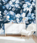 Voguish Blue Floral Contemporary Wallpaper
