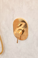 Wall Mounted Shower system ,Hot and cold shower , unlacquered Brass shower.