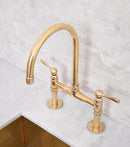 Unlacquered Brass Gooseneck Deck Mounted Kitchen Faucet