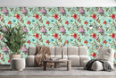 Fashionable Roses and Birds Wallpaper