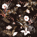 Dark Wallpaper with White Flowers
