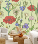 Fashionable Modern Meadow Flowers Wallpaper