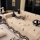 Chenille Sofa Throw Cover, Textured Chevron Decorative Couch Blanket for Living Room