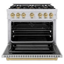 ZLINE 36" Select Dual Fuel Range Gas Cooktop Electric Convection Oven Stainless Steel Champagne Bronze HDRZ-36-CB