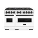 ZLINE 48" Dual Fuel Range, Gas Cooktop, Electric Convection Oven DuraSnow® Stainless Steel, Matte Black CDRSZ-48-MB