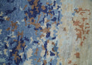 Modern Abstract 2x3 Multi Color Blue, beige Bamboo Silk Hand Knotted Area Rug | N2723