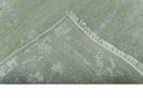 8X10 Fine Hand Knotted Green And Gray Modern abstract Design Wool and Art Silk Rug
