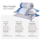 Kasentex Spring Lightweight Reversible Stripe Quilt Set Bedding- Sky Blue and Ivory White, Room Decor, Graduation Gifts, Father's Day Gift