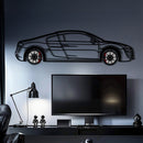 Audi R8 Metal Car Wall Art with Rotating Wheels - Exotic Supercar Silhouette Decor - Interactive Automotive Wall Art KAFMEKA096