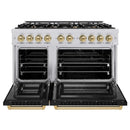 ZLINE 48" Select Dual Fuel Range Gas Cooktop Electric Convection Oven Stainless Steel Black Matte Doors Champagne Bronze HDRZ-BLM-48-CB