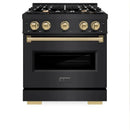 ZLINE 30" Classic Gas Range, Convection Gas Oven Black Stainless Steel, Champagne Bronze CGRBZ-30-CB