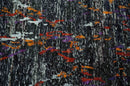 5x8 Hand Knotted Black and Rust Modern Abstract Recycled Silk Area Rug