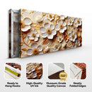 White And Golden Blooms Impasto Wall Art