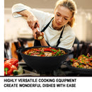 8,45 quart Braiser Pan WOK High-Quality Cast Iron with a Frying Pan Lid 2 in 1, Outdoor Cooking