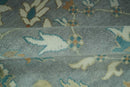 8x10 Traditional Floral Silver and Ivory Hand Knotted wool area rug