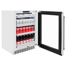 ZLINE 24" Touchstone 151 Can Beverage Fridge DuraSnow® Stainless Steel Glass Door Matte Black Handle RBSOZ-SN-24-MB