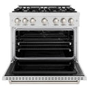 ZLINE 36" Dual Fuel Range, Gas Cooktop, Electric Convection Oven DuraSnow® Stainless Steel, CDRS-36