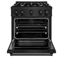 ZLINE 30" Select Gas Range Convection Gas Oven Black Stainless Steel Brass Burners HGRB-BR-30