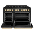 ZLINE 48" Classic Gas Range, Convection Gas Oven Black Stainless Steel, Gold CGRBZ-48-G