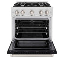 ZLINE 30" Select Dual Fuel Range Gas Cooktop Electric Convection Oven DuraSnow® Stainless Steel Black Matte Door HDRS-BLM-30