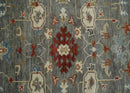 Hand Knotted Gray, Red and Beige Traditional Vintage Style Custom Made Wool Area Rug