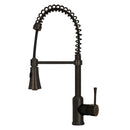 Copper Pre-Rinse Spring Kitchen Faucet, Single Level Solid Brass Kitchen Sink Faucets with Pull Down Sprayer