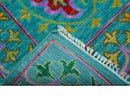 Custom Made Traditional Oriental Design Teal Hand Knotted Wool Area Rug