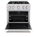 ZLINE 30" Dual Fuel Range, Gas Cooktop, Electric Convection Oven DuraSnow® Stainless Steel, White Matte Door CDRS-WM-30