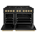 ZLINE 48" Classic Gas Range, Convection Gas Oven Black Stainless Steel, Champagne Bronze CGRBZ-48-CB