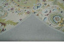 Ivory and Green 8x10 French Design Aubusson Hand Tufted Wool Area Rug