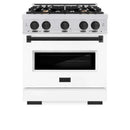 ZLINE 30" Dual Fuel Range, Gas Cooktop, Electric Convection Oven DuraSnow® Stainless Steel, Matte Black CDRSZ-30-MB