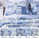 Kasentex Lightweight Floral Quilt Set - Soft All Season Bedspread Coverlet, Blue Vintage
