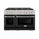 ZLINE 48" Select Gas Range Convection Gas Oven DuraSnow® Stainless Steel Black Matte Door HGRS-BLM-48