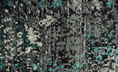 5x8 Hand Knotted Charcoal, Ivory and Blue Modern Abstract  Recycled Silk Area Rug