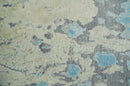 2x4 Modern Abstract Ivory, Blue and Charcoal Wool and Silk Rug| N7324