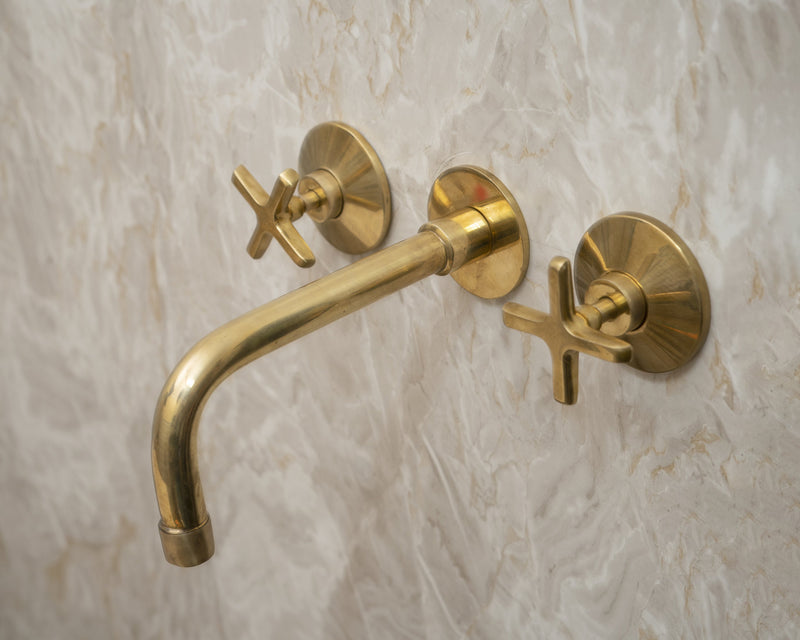 Unlacquered Brass Wall Mounted Bath Faucet