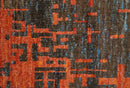 Hand Knotted 4x6 Rust and Charcoal Modern Abstract  Recycled Silk Area Rug