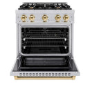 ZLINE 30" Select Dual Fuel Range Gas Cooktop Electric Convection Oven Stainless Steel Gold HDRZ-30-G