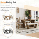 Natural Vintage Rustic Handcrafted Dining Table Set