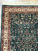 Dark Green Indo Persian Rug 2.5 x 4, Hand Knotted Wool Small Oriental Carpet