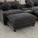 Modern Chenille Upholstered Sectional Sofa with Ottomans, USB Ports, Cup Holders, and Storage in Grey