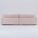 Elegant Pink Corduroy Sofa with Throw Pillows and Backrests for Living Room Leisure