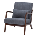 Mid-Century Modern Accent Chair, Arm Chair Living Room Chairs with Pillow Upholstered Reading Chair with Solid Wood Frame &  Living Room Bedroom Balcony (Antique Dark Grey)