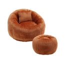COOLMORE Modern Extra Large Round Bean Bag Chair with Footrest for Living Room, Chenille Fabric Lazy Sofa with Pillow for Adults, Teenagers,Child, Suitable for Bedroom, Dormitory, Study Room