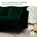 Slipcovered U Shape Sectional Wide and Deep Seat Sofa Couch, 4 Seater Sofa with French Edges Design Multiple Big Pillows, Soft Deep Seat Comfy Cloud Couch for Living Room, Apartment, Green Corduroy