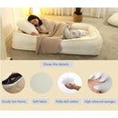 Human Dog Bed, Lazy Sofa Couch, 5 Adjustable Position,sit,sleep,fold,suit to put in bedroom, living room, Space Saving Design,White