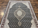 Sino Persian Rug 6x9, Herati Pattern, Vintage Handmade Hand Knotted Wool Oriental Carpet, Fine 6 x 9 Rug, Traditional Rug, Dark Blue Rug