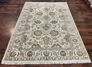 Indo Mahal Rug 6x9, Indian Carpet 6 x 9 ft, Light Green and Ivory, Floral Allover, Wool Oriental Carpet, Traditional Rug, Handmade