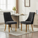 Rayon Cloth Flocking Chenille Dining Chairs Channel Kitchen Dinner Chair Comfy Fabric Upholstered Accent Chair for Dining Room with Golden Stainless Steel Plating Legs,Set of 2 (Black), SW1647BK